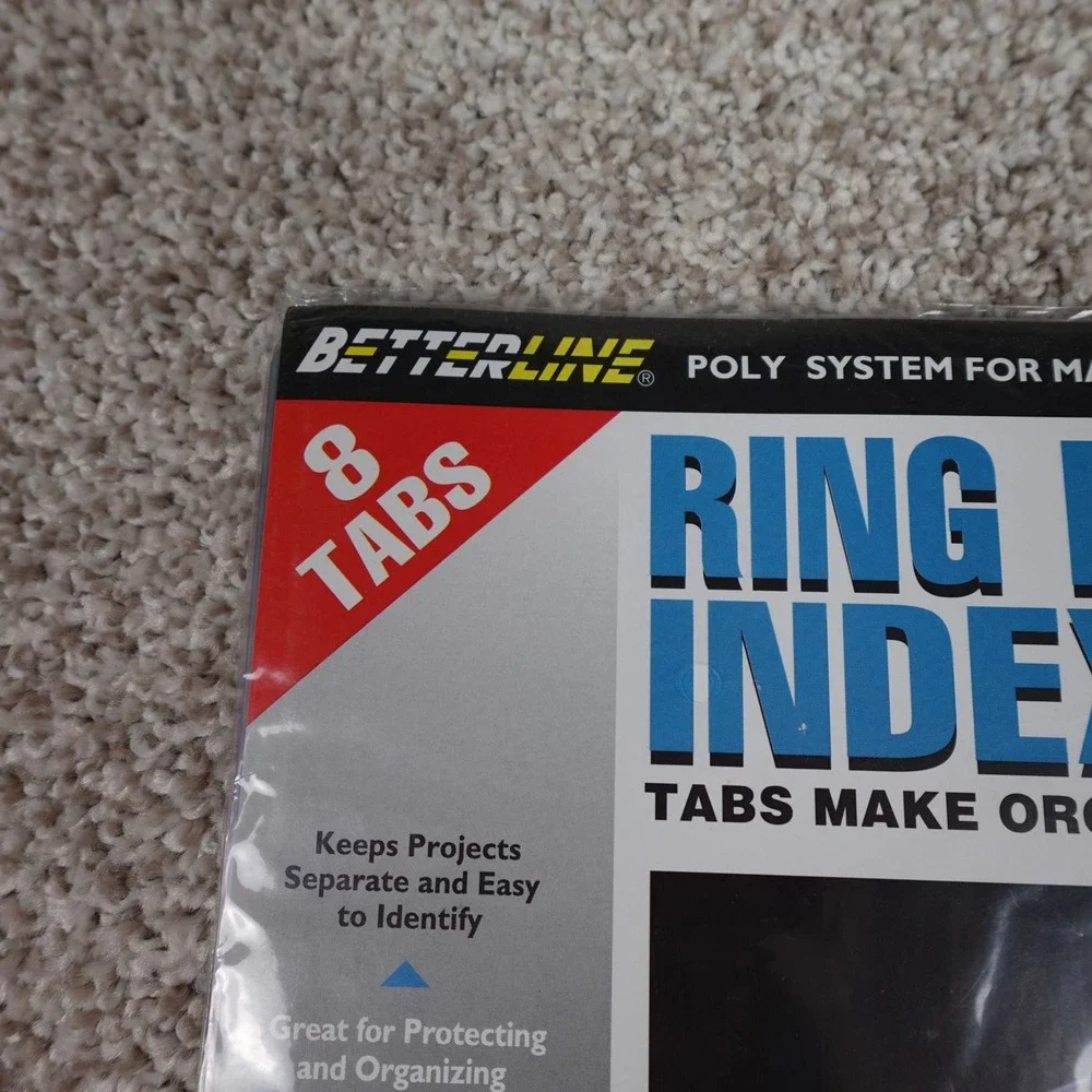 Betterline 8 Tab Ring Binder Indexes Poly Dividers Assorted Colors 63830 NEW